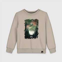 Свитшот хлопковый детский Лес кругом, цвет: миндальный