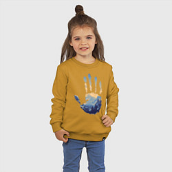 Свитшот хлопковый детский Отпечаток ладони Кратоса, цвет: горчичный — фото 2