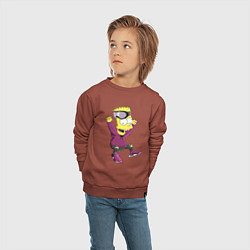 Свитшот хлопковый детский Барт Симпсон в прыжке, цвет: кирпичный — фото 2