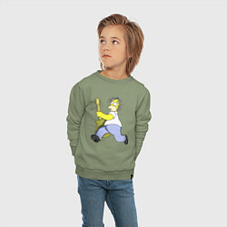 Свитшот хлопковый детский Гомер Симпсон - крутой рок гитарист, цвет: авокадо — фото 2