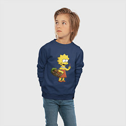 Свитшот хлопковый детский Lisa Simpson с гусеницей на даче, цвет: тёмно-синий — фото 2