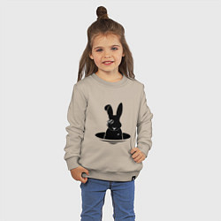 Свитшот хлопковый детский Кролик с моноклем, цвет: миндальный — фото 2