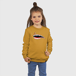 Свитшот хлопковый детский Акулья морда, цвет: горчичный — фото 2