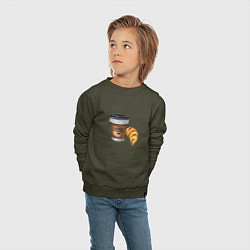 Свитшот хлопковый детский Кофе с круассаном, цвет: хаки — фото 2