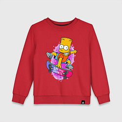 Свитшот хлопковый детский Барт Симпсон на скейтборде - Eat my shorts!, цвет: красный