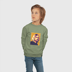 Свитшот хлопковый детский Nirvana - Cobain, цвет: авокадо — фото 2