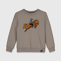 Свитшот хлопковый детский Наездник на лошади, цвет: утренний латте