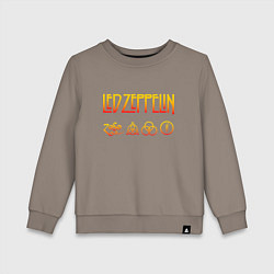 Свитшот хлопковый детский Led Zeppelin - logotype, цвет: утренний латте