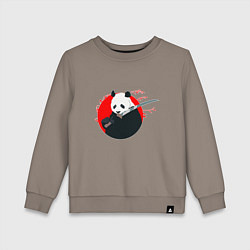Свитшот хлопковый детский Панда держит меч, цвет: утренний латте