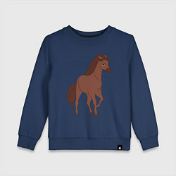 Свитшот хлопковый детский Лошадка мустанг, цвет: тёмно-синий