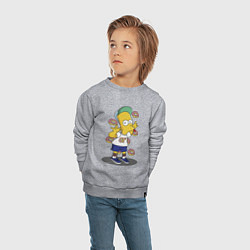 Свитшот хлопковый детский Барт Симпсон показывает язык, цвет: меланж — фото 2