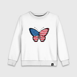 Свитшот хлопковый детский Бабочка - США, цвет: белый