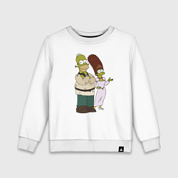 Свитшот хлопковый детский Homer and Marge in Shrek, цвет: белый