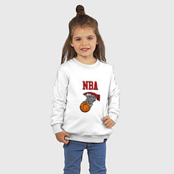 Свитшот хлопковый детский Basketball - NBA logo, цвет: белый — фото 2