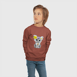 Свитшот хлопковый детский Мир - Снежный Леопард, цвет: кирпичный — фото 2