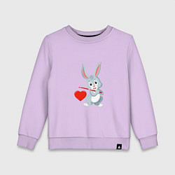 Свитшот хлопковый детский Влюблённый кролик, цвет: лаванда
