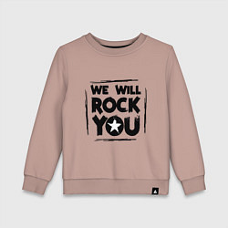 Свитшот хлопковый детский We rock you, цвет: пыльно-розовый