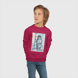 Свитшот хлопковый детский Акварельный рисунок плохой кот, цвет: маджента — фото 2