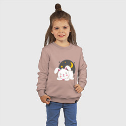 Свитшот хлопковый детский Спящий Зайка, цвет: пыльно-розовый — фото 2