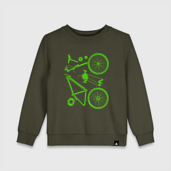 Свитшот хлопковый детский Детали велосипеда, цвет: хаки
