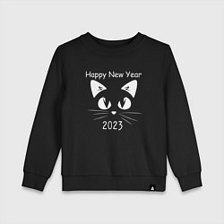 Свитшот хлопковый детский С новым 2023 годом котик, цвет: черный