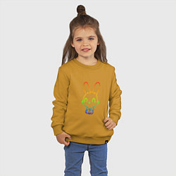 Свитшот хлопковый детский Радужный кролик, цвет: горчичный — фото 2
