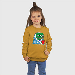 Свитшот хлопковый детский Frog Pepe мем, цвет: горчичный — фото 2