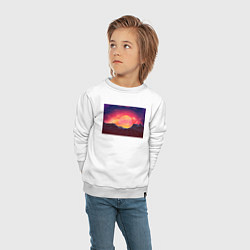 Свитшот хлопковый детский 3D неоновые горы на закате, цвет: белый — фото 2