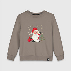 Свитшот хлопковый детский Дед Мороз с подарками Новый год, цвет: утренний латте