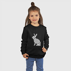 Свитшот хлопковый детский Узорный кролик, цвет: черный — фото 2