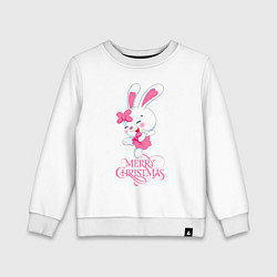 Свитшот хлопковый детский Cute bunny, merry Christmas, цвет: белый