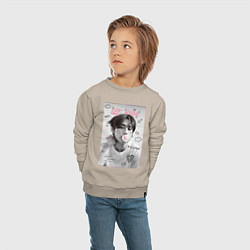 Свитшот хлопковый детский Lee Know Stray Kids, цвет: миндальный — фото 2