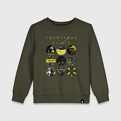 Свитшот хлопковый детский Twenty One Pilots коллаж, цвет: хаки