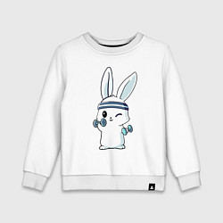 Детский свитшот Прикольный зайчишка пауэрлифтер