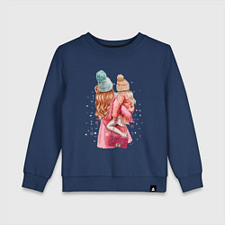 Свитшот хлопковый детский Мама с дочкой, цвет: тёмно-синий