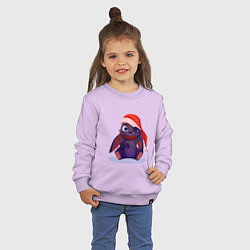 Свитшот хлопковый детский Черный кролик в новогодней шапочке, цвет: лаванда — фото 2