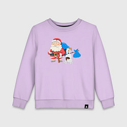 Свитшот хлопковый детский Дед мороз и пёс, цвет: лаванда