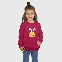 Свитшот хлопковый детский Мультяшная девочка с ушами зайца, цвет: маджента — фото 2