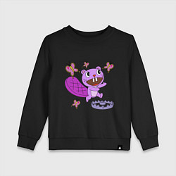 Свитшот хлопковый детский Toothy trap, цвет: черный