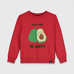 Свитшот хлопковый детский Dont worry be happy - avocado, цвет: красный