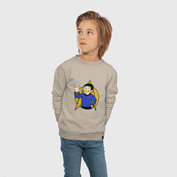 Свитшот хлопковый детский Spoke - vault boy, цвет: миндальный — фото 2