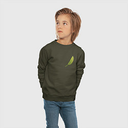 Свитшот хлопковый детский Золотой тропический лист, цвет: хаки — фото 2