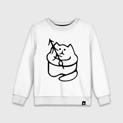Свитшот хлопковый детский Котик с елкой, цвет: белый