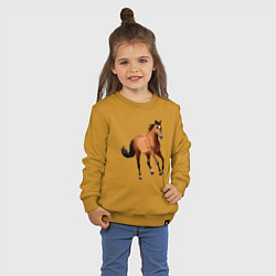 Свитшот хлопковый детский Мустанг лошадь, цвет: горчичный — фото 2