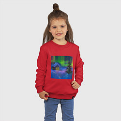 Свитшот хлопковый детский Новогодний красочный пейзаж, цвет: красный — фото 2
