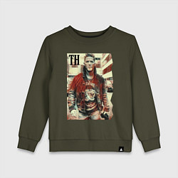 Свитшот хлопковый детский Том Харди - кинозвезда, цвет: хаки