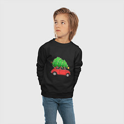 Свитшот хлопковый детский Новогодняя машина с праздничной елкой, цвет: черный — фото 2