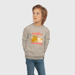 Свитшот хлопковый детский We are purrrfect together, цвет: миндальный — фото 2