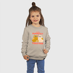 Свитшот хлопковый детский We are purrrfect together, цвет: миндальный — фото 2