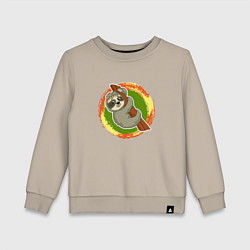 Свитшот хлопковый детский Мультяшный ленивец, цвет: миндальный